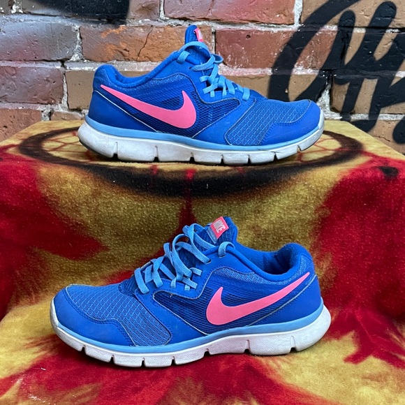 NIKE-women’s Blue/Pink FLEX EXPERIENCE RN 3 Blue Pink Lace-Up Running Shoes - Picture 1 of 10
